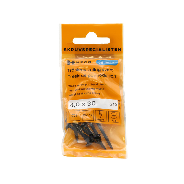 Träskruv TRX 4,0 x 30 mm Svart 10-pack Heco